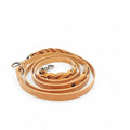 Premium cognac leather dog leash with hand-braided ends and brass hardware
