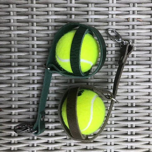 Premium Leather Hands-Free Tennis Ball Holder – Stone Grey