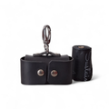 Premium Black Leather Poop Bag Dispenser | Silent & Stylish Waste Bag Holder