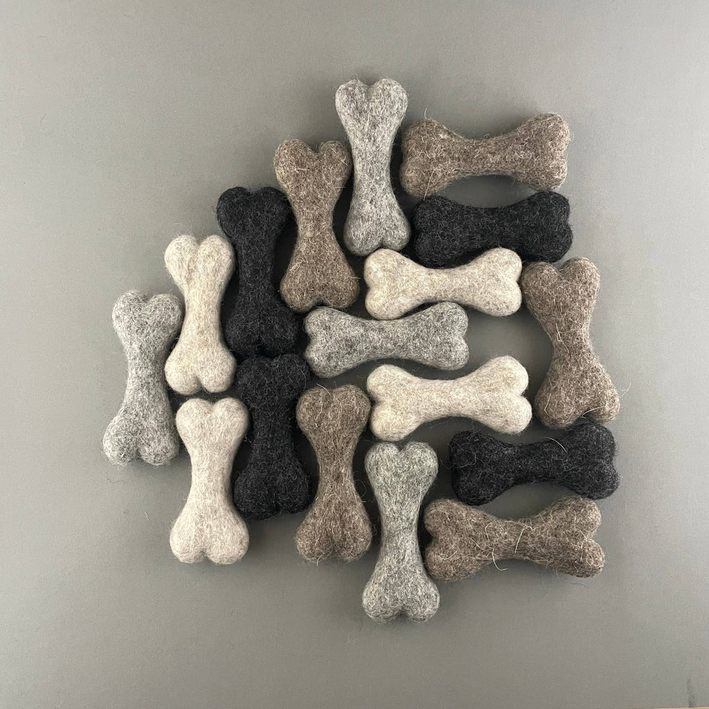 The Petite Felted Wool Bone – 100% Natural Indoor Toy (10cm)