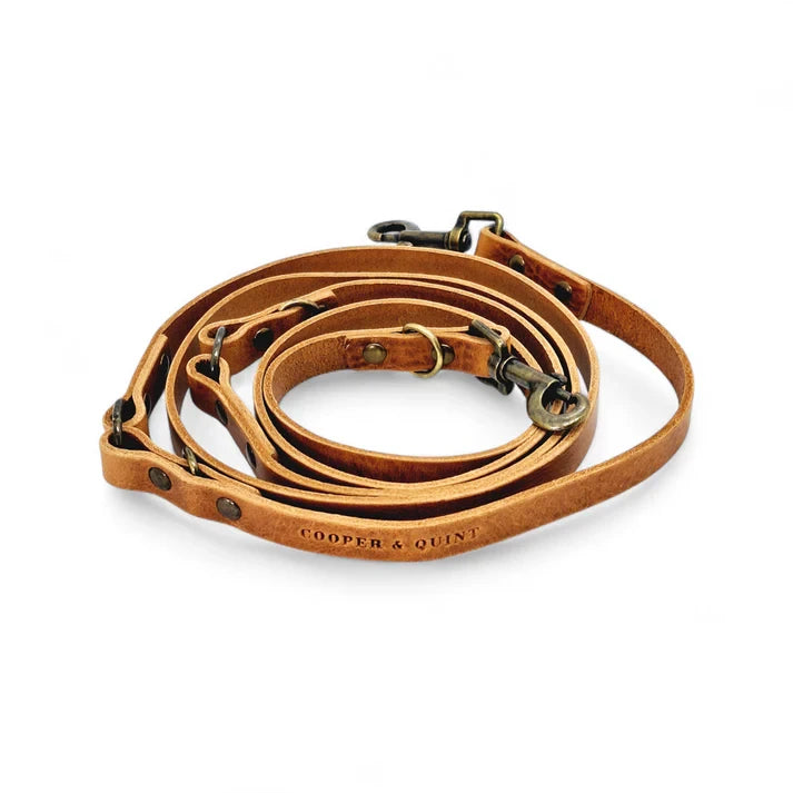The Switch 3-in-1 Adjustable Leather Leash – Camel / Cognac