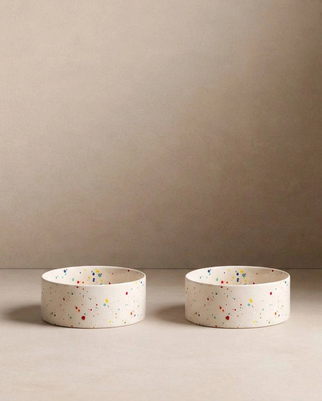 The Splatter Pet Bowl Set (Pack of 2) – Pure White