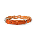 Twisted Braided Leather Dog Collar – Camel / Cognac | Handcrafted Italian Leather