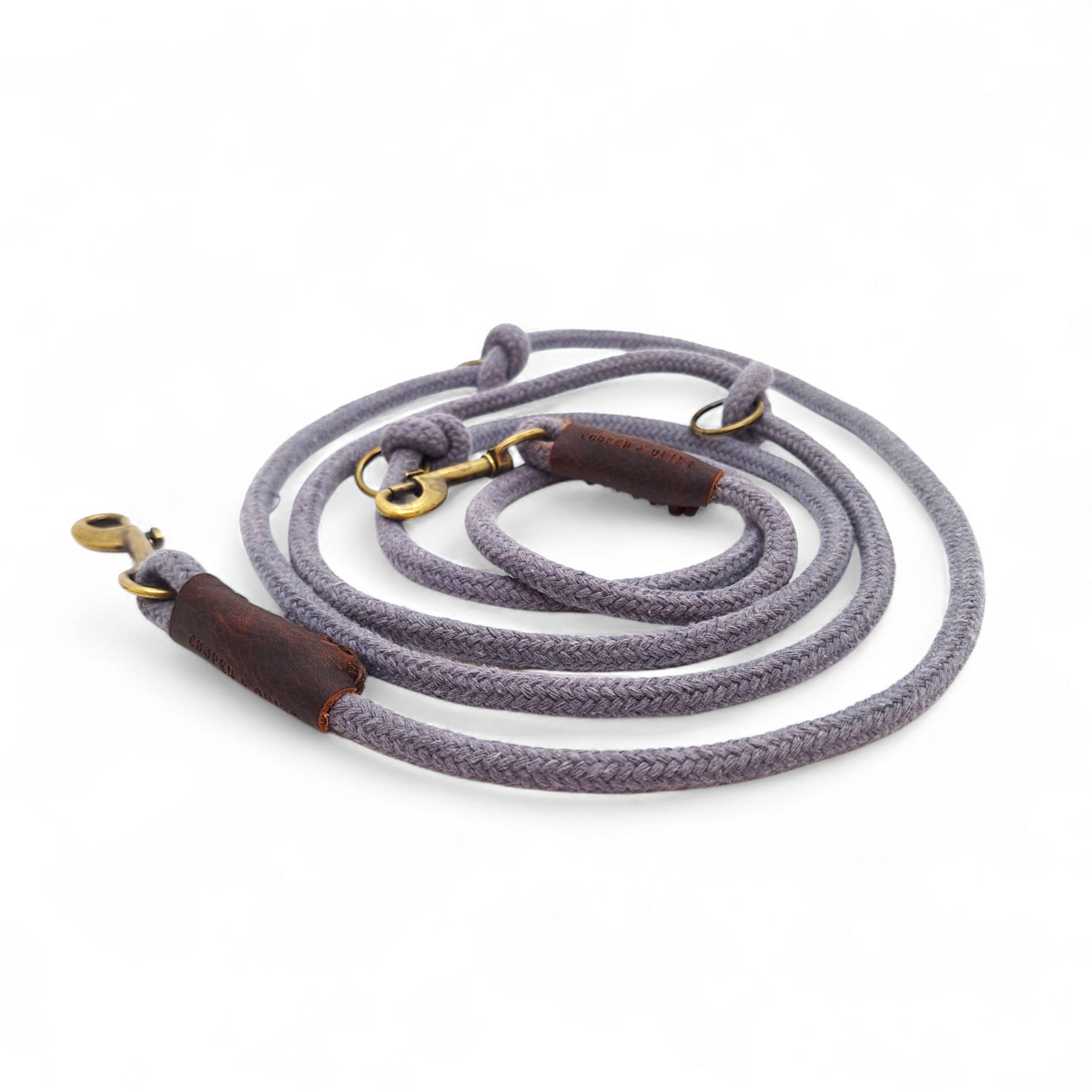 Just Cotton 3-in-1 Adjustable Rope Leash – Slate Gray | Organic & Hands-Free