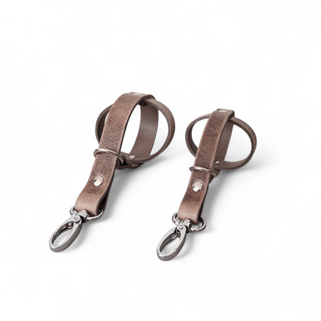 Premium Leather Hands-Free Tennis Ball Holder – Stone Grey