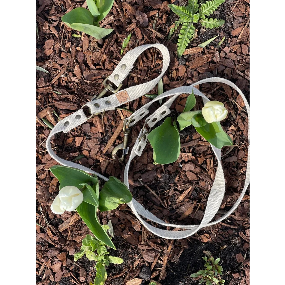 Simply Hemp 3-in-1 Adjustable Dog Leash – Shell White | Vegan & Plastic-Free