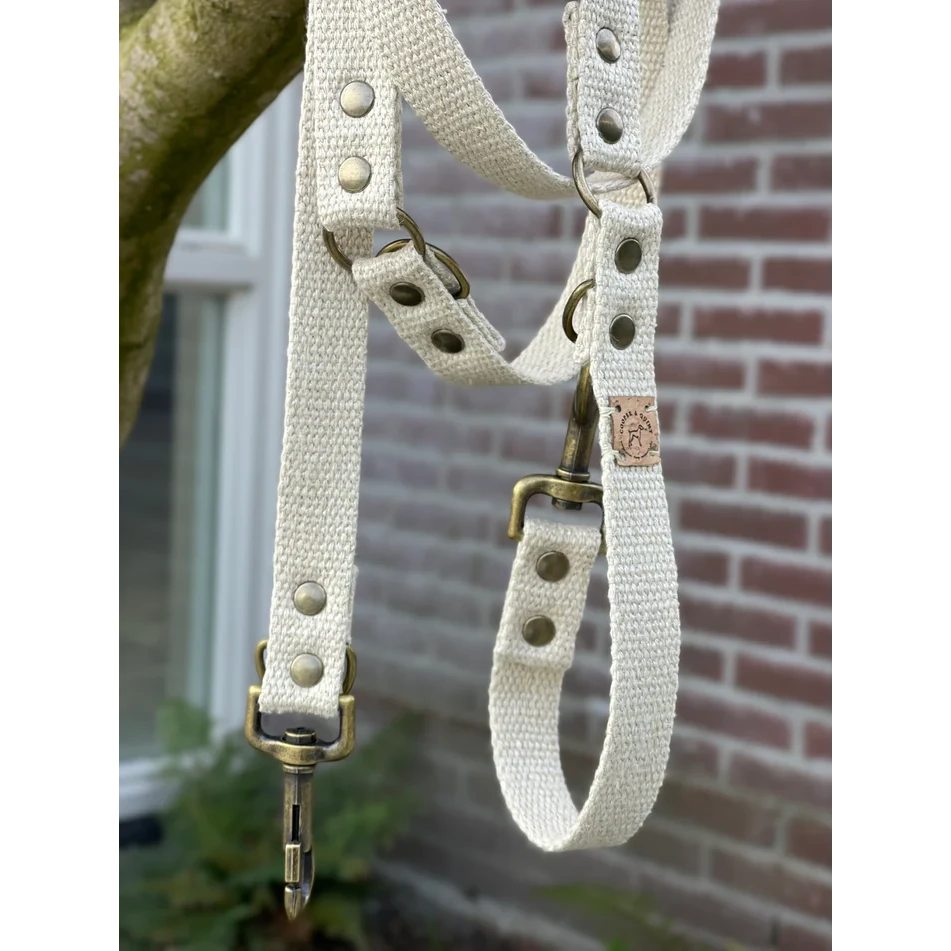 Simply Hemp 3-in-1 Adjustable Dog Leash – Shell White | Vegan & Plastic-Free