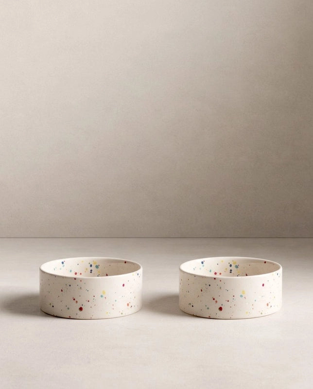 The Splatter Pet Bowl Set (Pack of 2) – Pure White