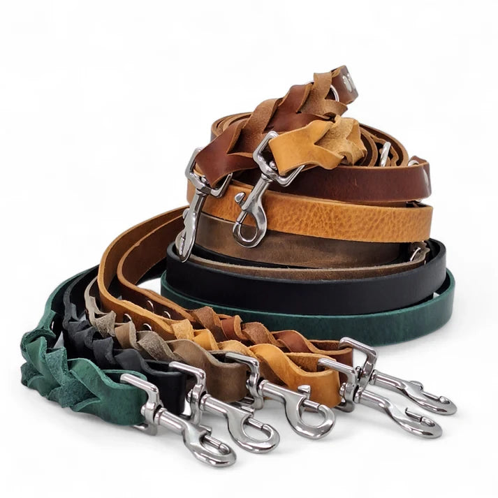 Twisted Switch 3-in-1 Braided Leather Leash – Heritage Brown | Adjustable & Hands-Free