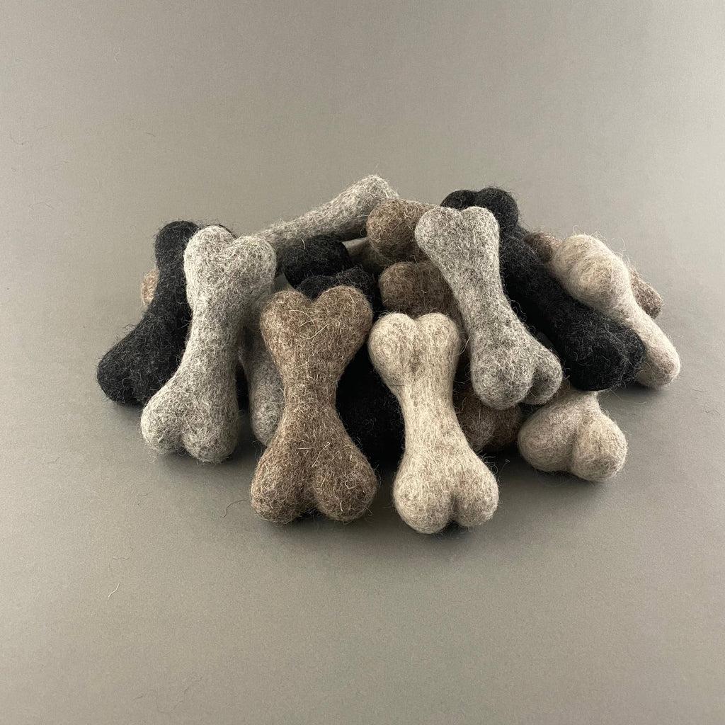 The Petite Felted Wool Bone – 100% Natural Indoor Toy (10cm)