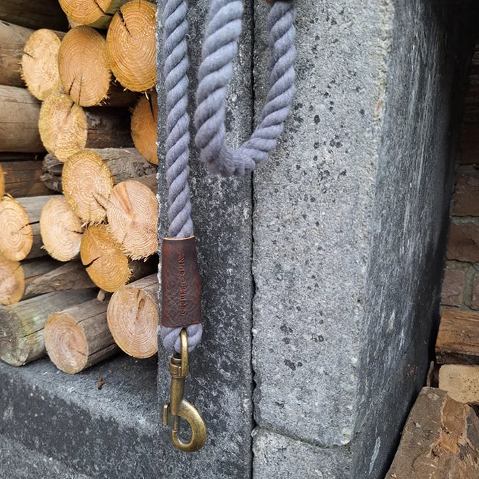 3-in-1 Adjustable Twisted Cotton Rope Leash – Stormy Gray | 2.5m Hands-Free & Soft-Grip