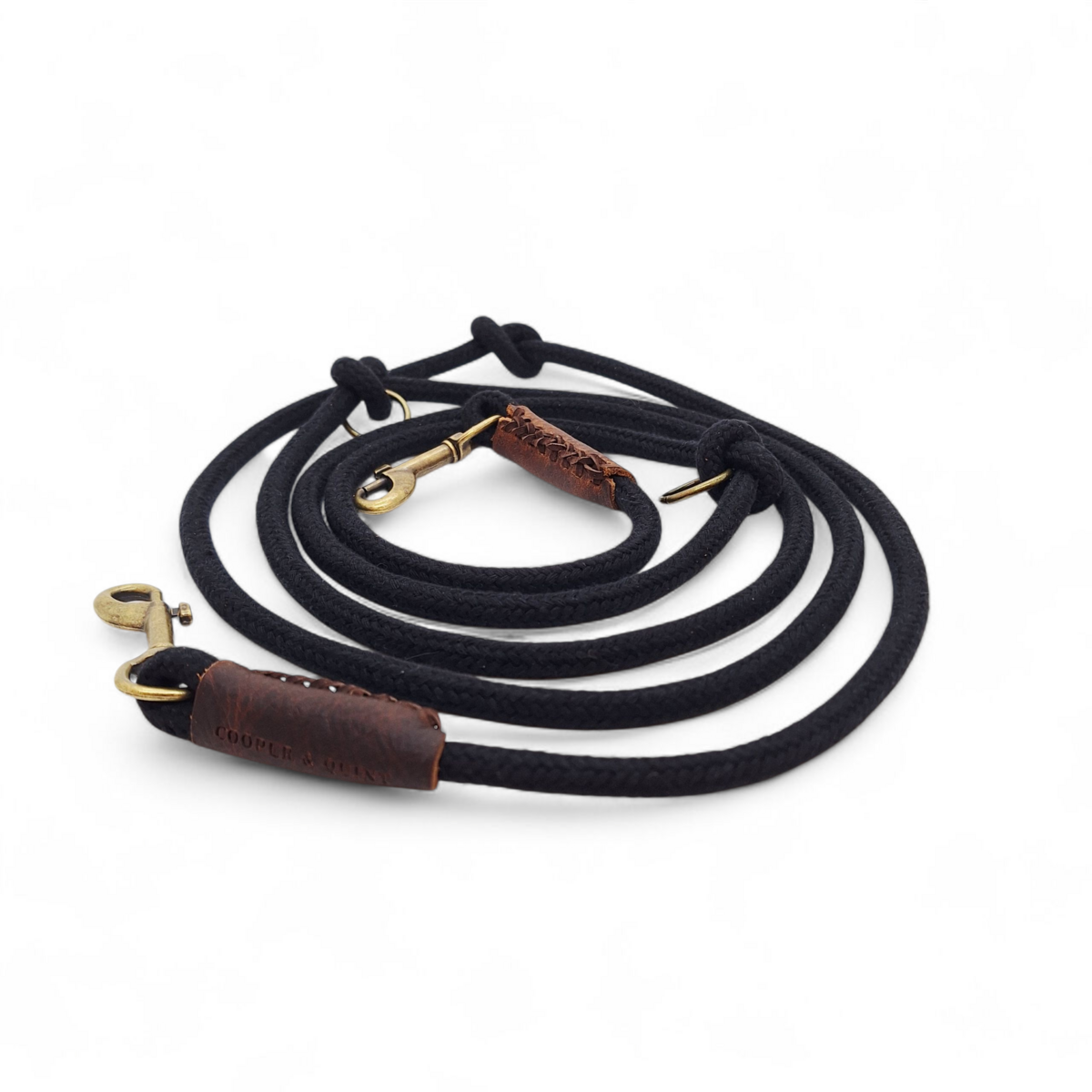 Just Cotton 3-in-1 Adjustable Rope Leash – Midnight Black | Organic & Soft-Grip