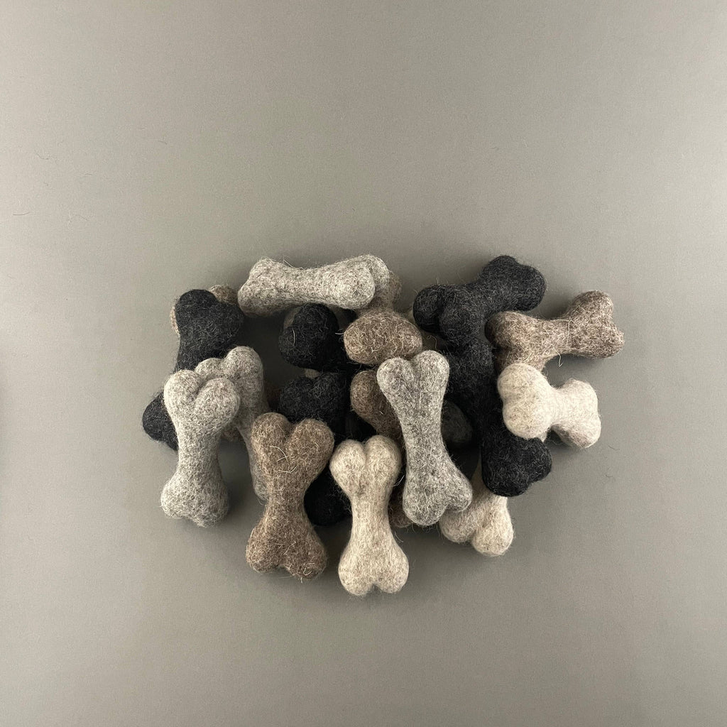 The Petite Felted Wool Bone – 100% Natural Indoor Toy (10cm)