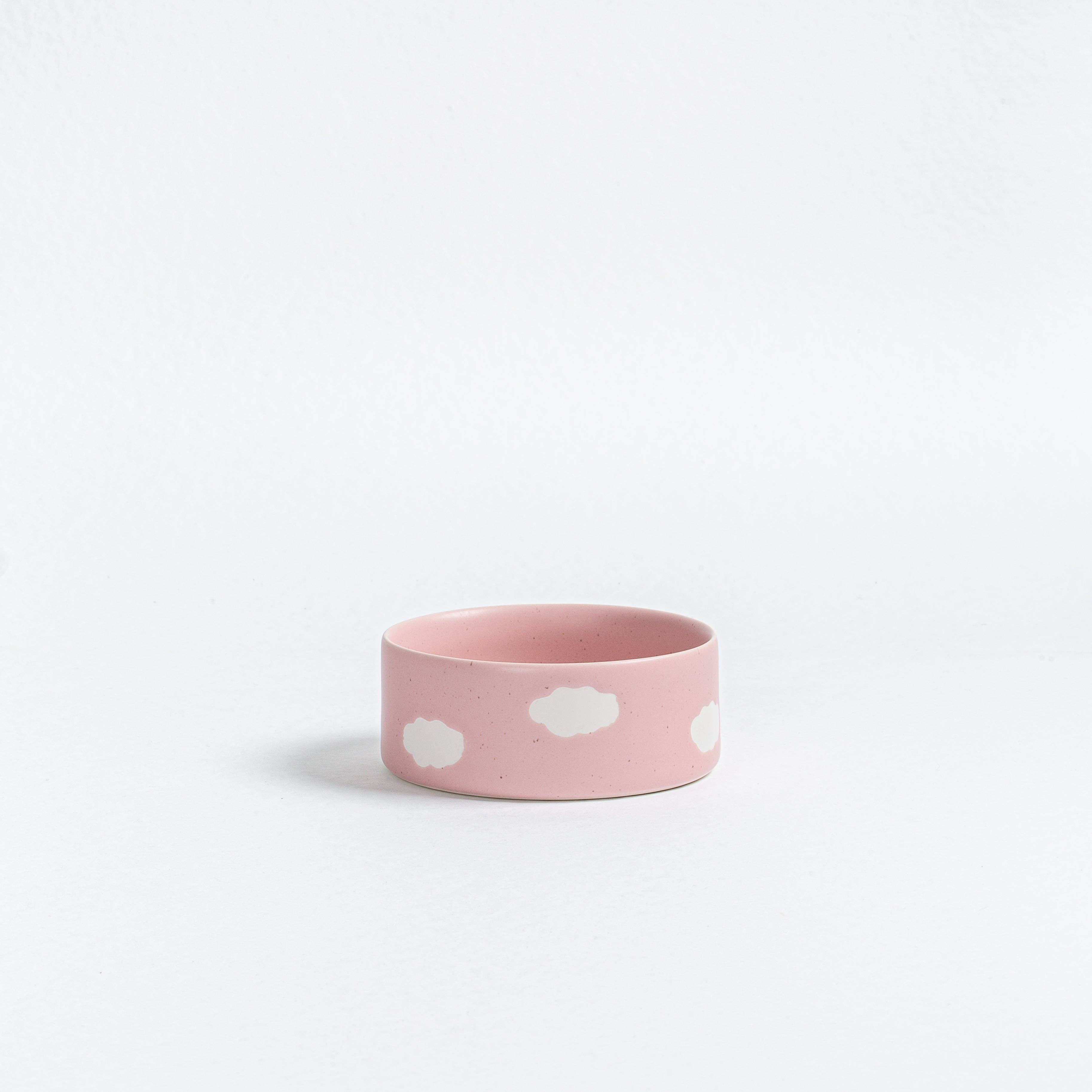 Cloud Handcrafted Stoneware Pet Bowl Set of 2 – Satin Pink