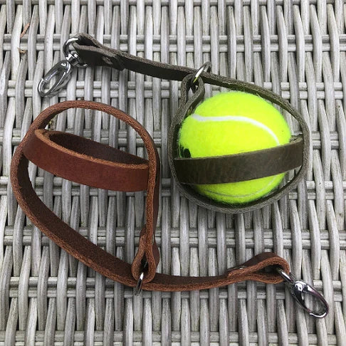 Premium Leather Hands-Free Tennis Ball Holder – Forest Green