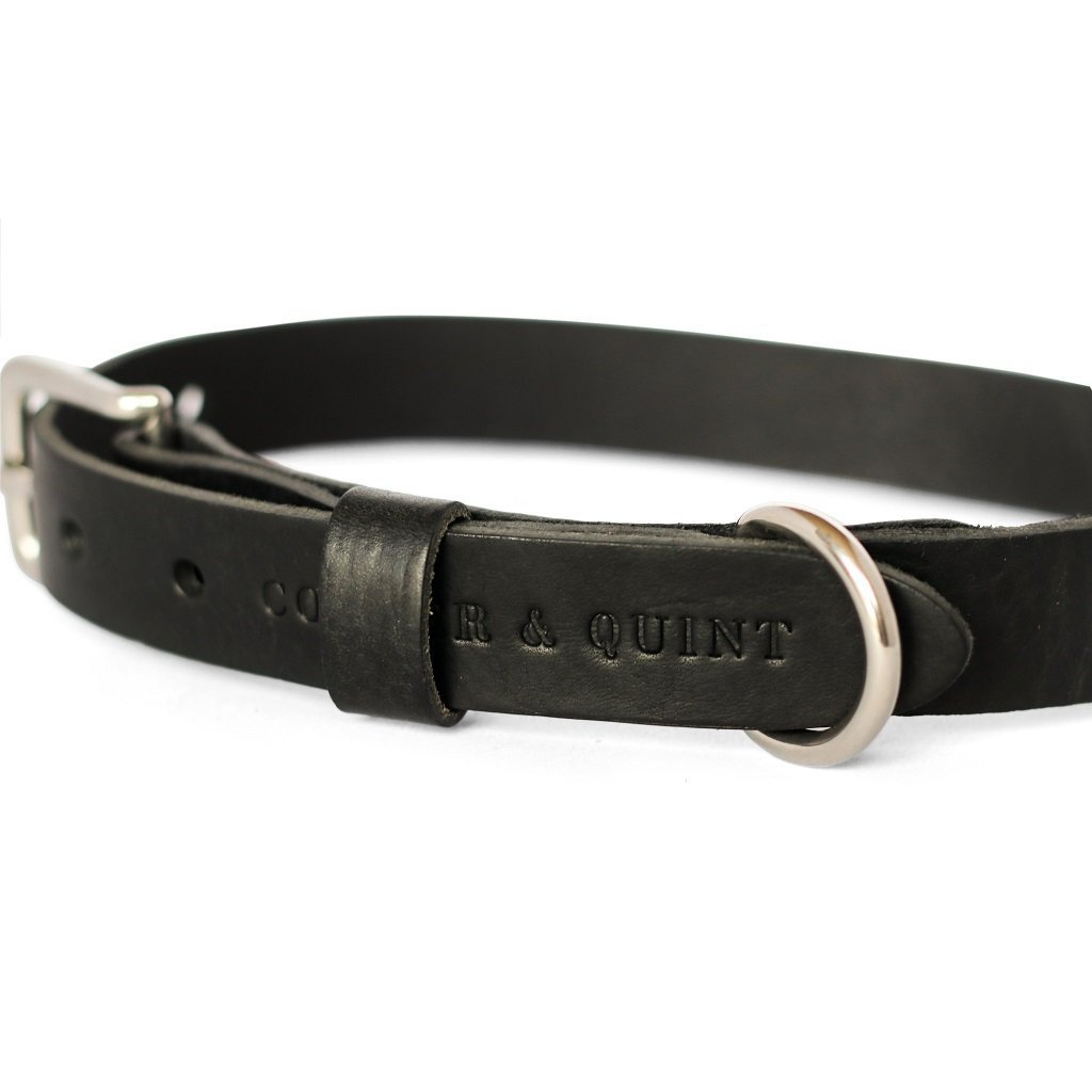 No Fuss Leather Dog Collar – Midnight Black | Minimalist Italian Leather