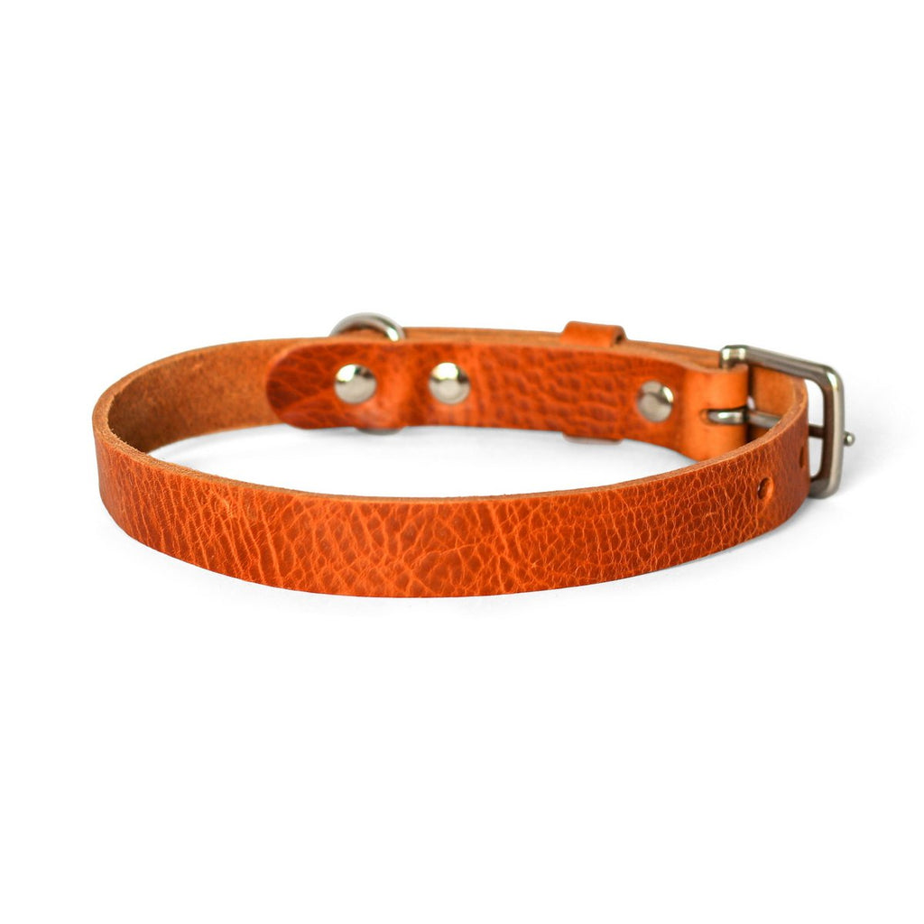 No Fuss Leather Dog Collar – Camel / Cognac | Minimalist Italian Leather