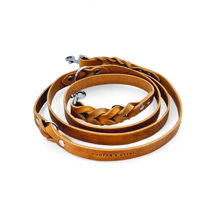 Twisted Switch Adjustable Leather Dog Belt | Camel (Cognac)