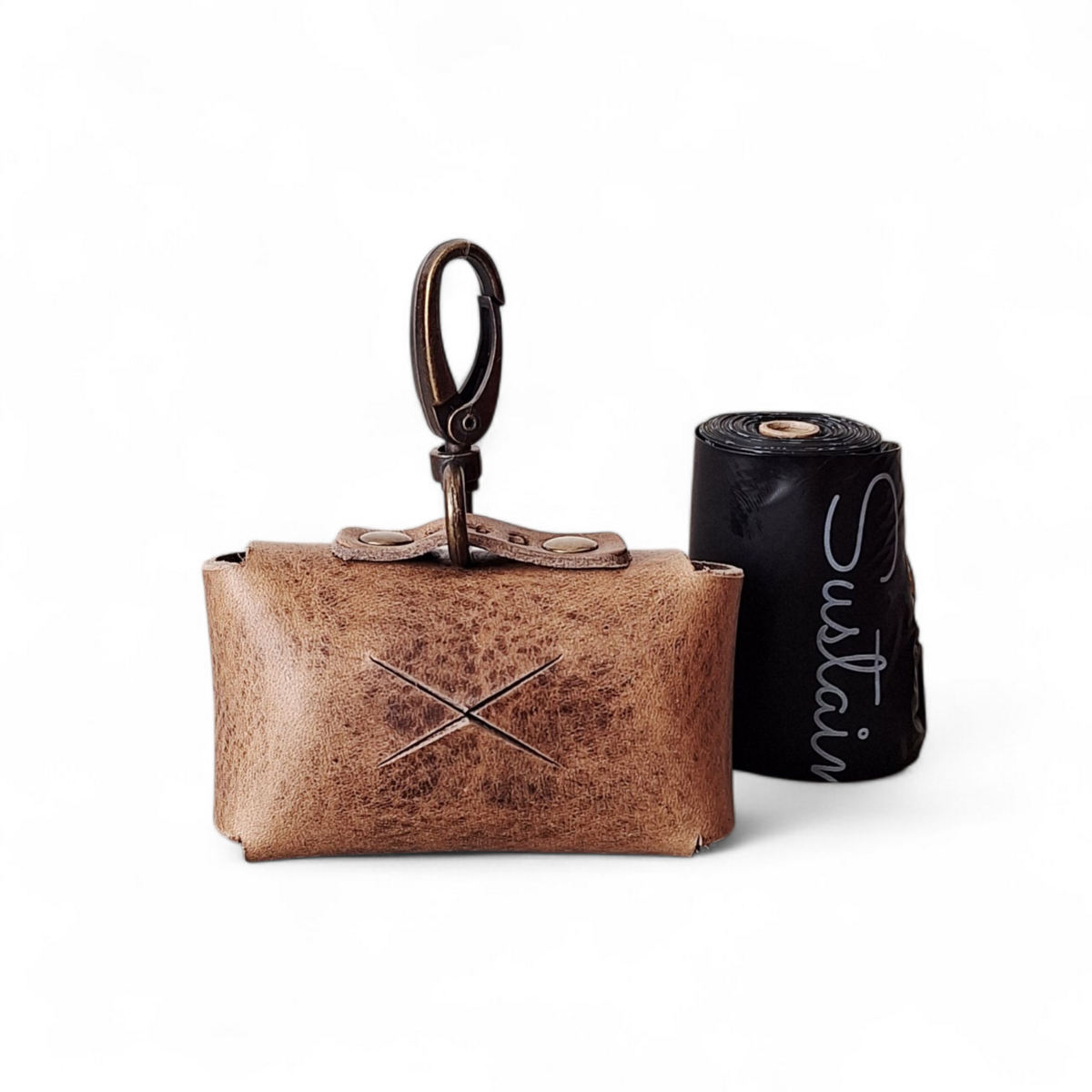 Premium Stone Leather Poop Bag Dispenser | Luxury Silent Waste Bag Holder