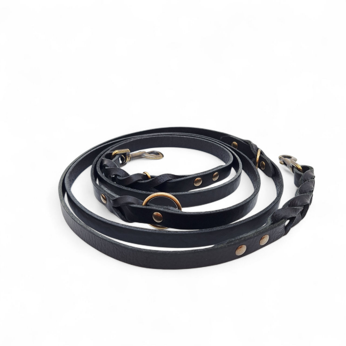 Twisted Switch 3-in-1 Braided Leather Leash – Midnight Black