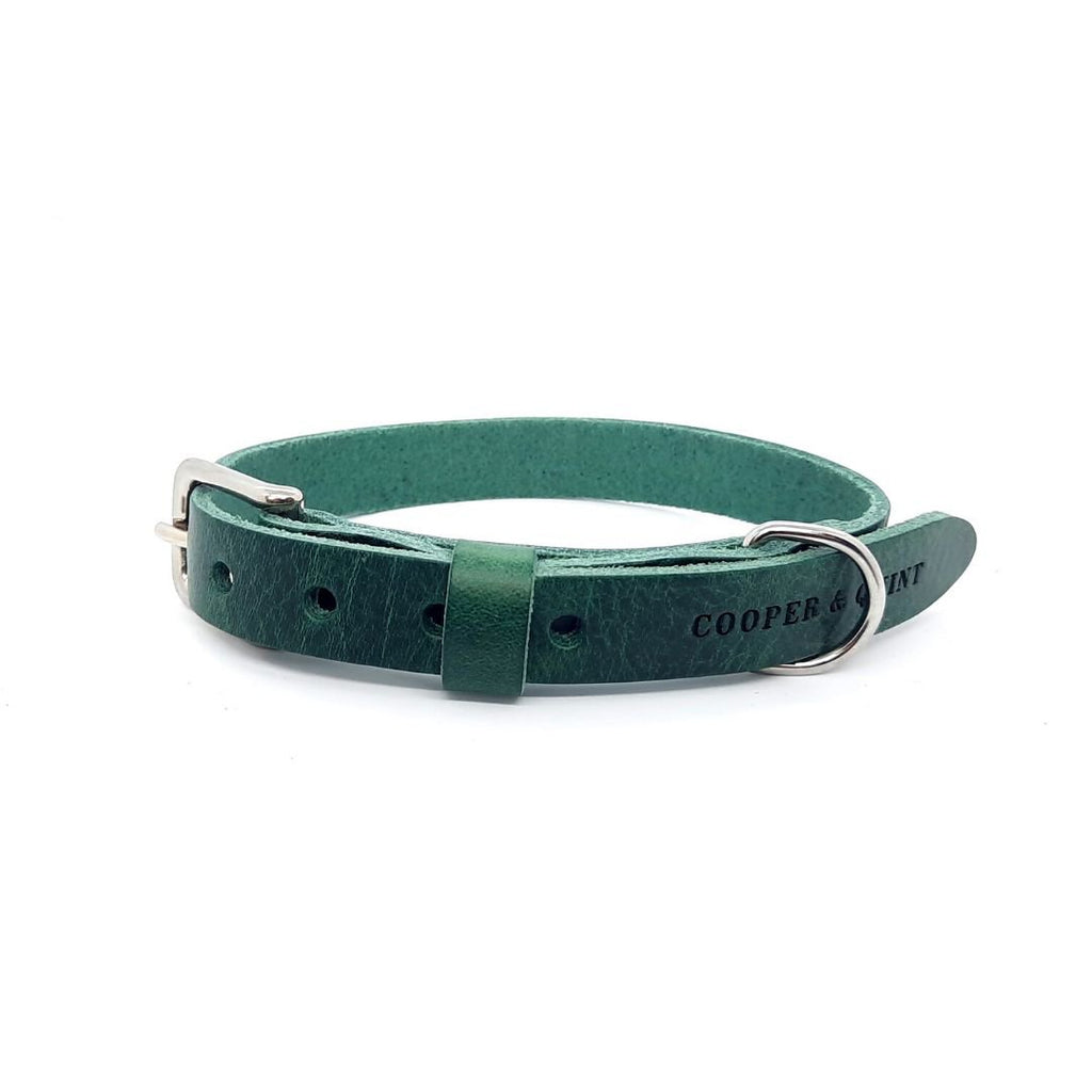 No Fuss Leather Dog Collar – Forest Green | Minimalist Italian Leather