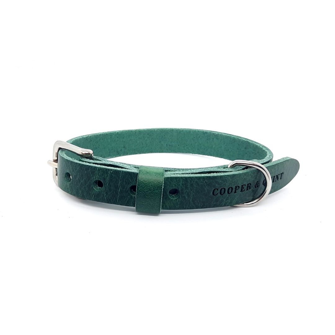 No Fuss Leather Dog Collar – Forest Green | Minimalist Italian Leather