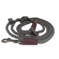 Forest green twisted organic cotton dog leash with antique brass hardware and leather details.
