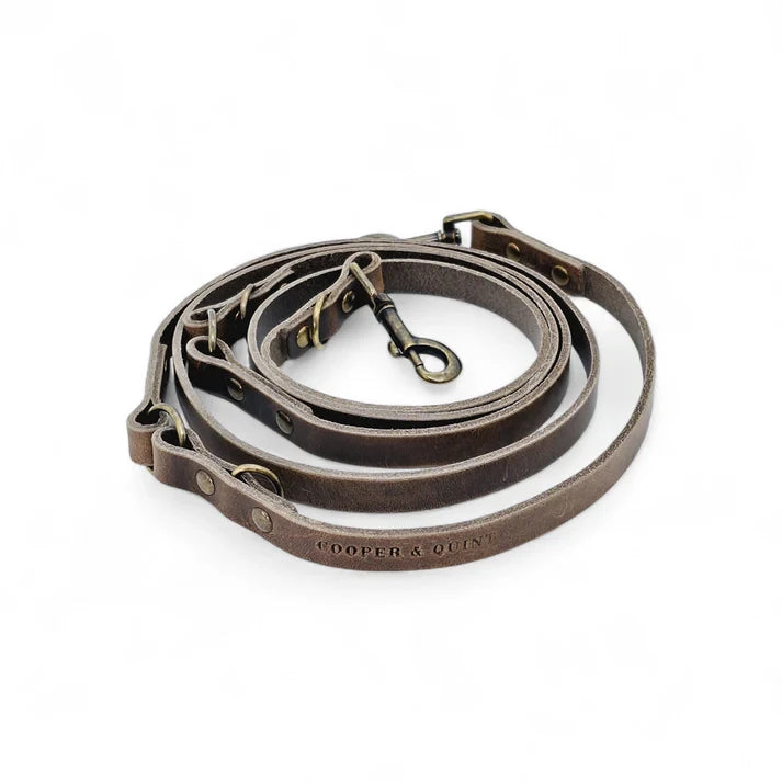 The Switch 3-in-1 Multi-Functional Leather Leash – Stone Grey / Clay
