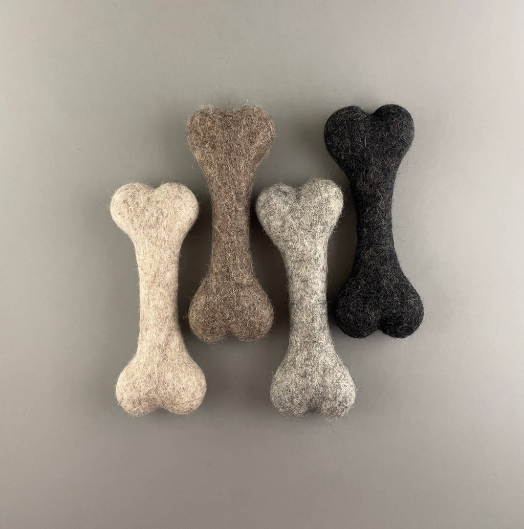 The Felted Wool Bone collection in four colors: Light Brown, Dark Brown, Light Gray, and Black