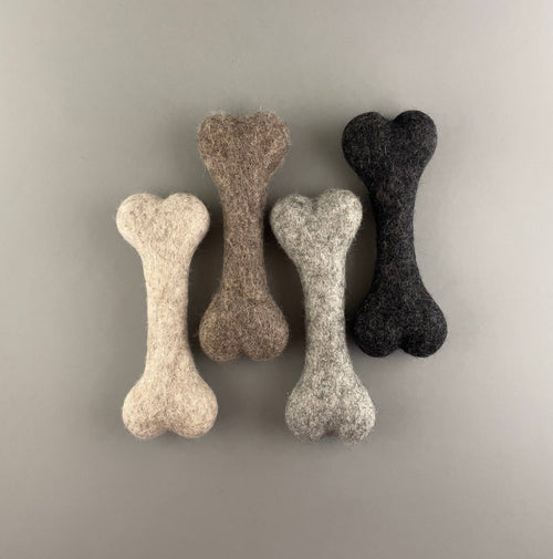 The Felted Wool Bone collection in four colors: Light Brown, Dark Brown, Light Gray, and Black