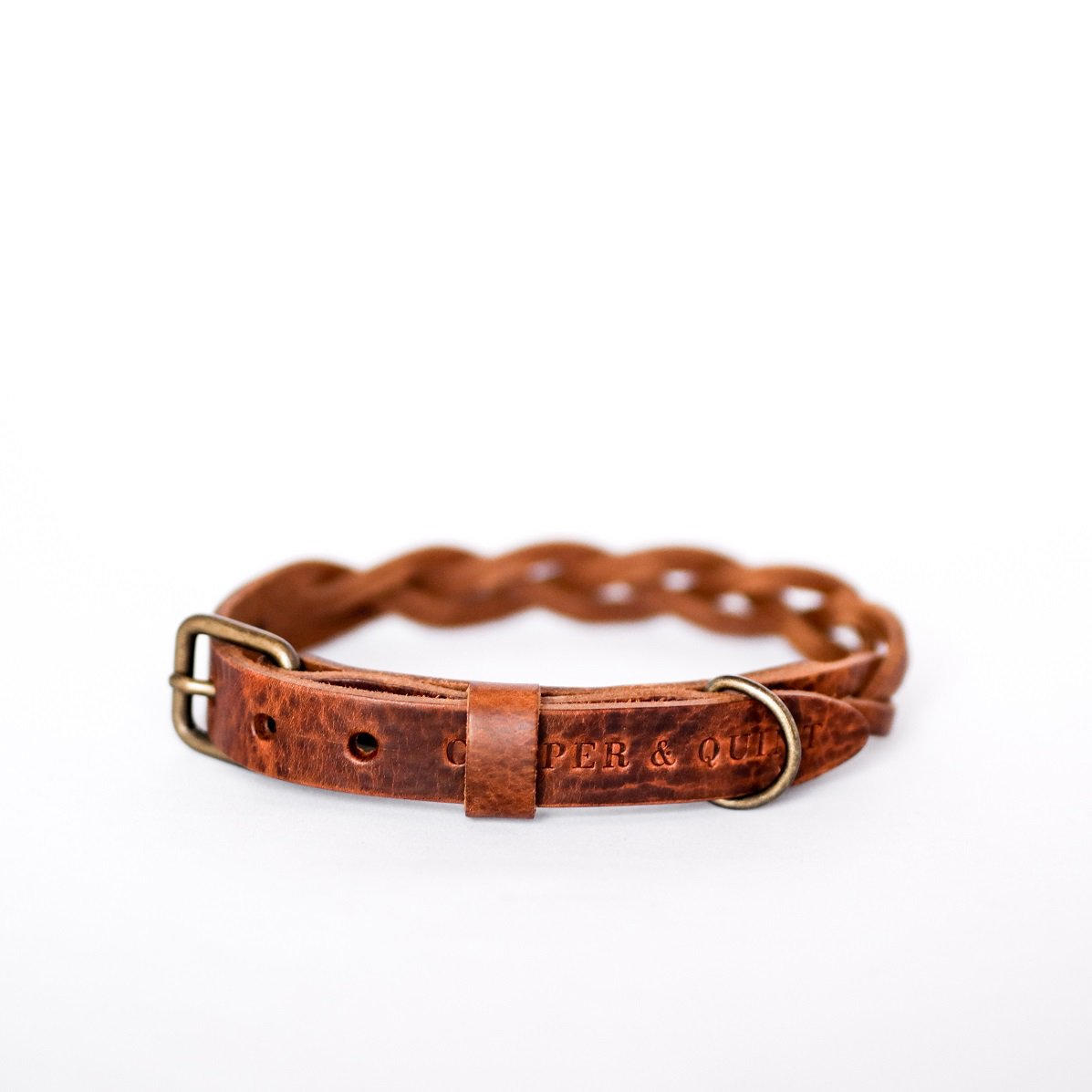 Twisted Braided Leather Dog Collar – Heritage Brown | Handcrafted Italian Leather