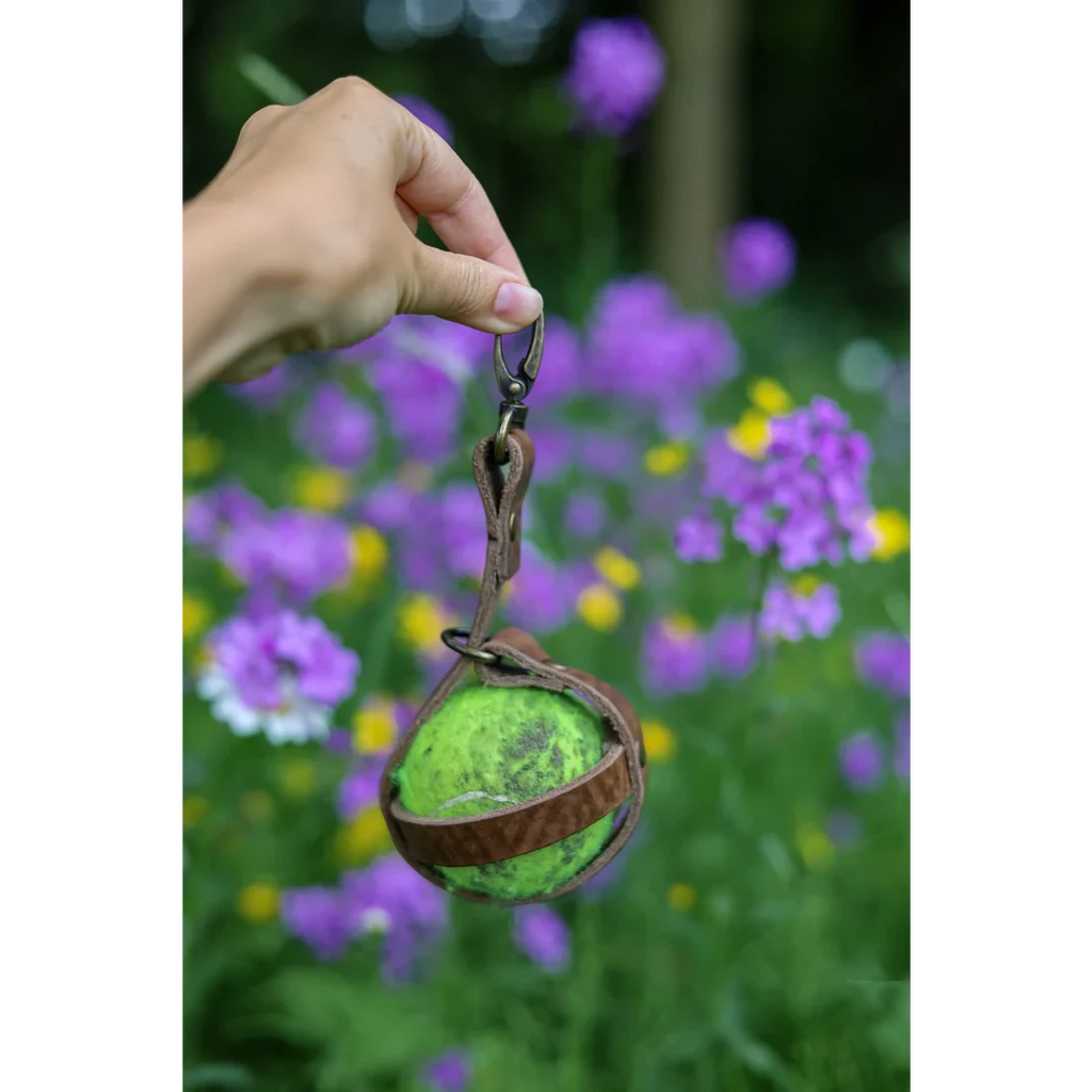 Premium Leather Hands-Free Tennis Ball Holder – Chocolate Brown