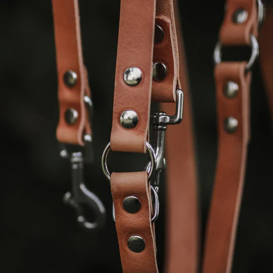 The Switch 3-in-1 Adjustable Leather Leash – Camel / Cognac