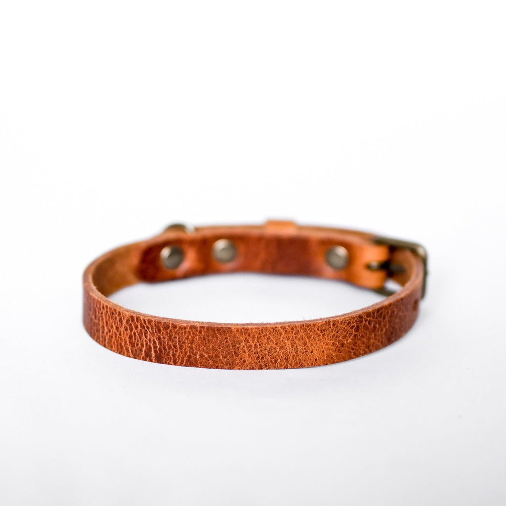 No Fuss Leather Dog Collar – Camel / Cognac | Minimalist Italian Leather