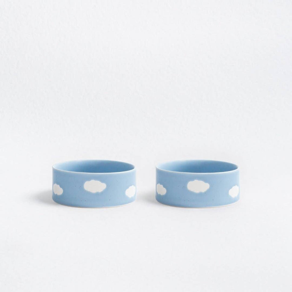 Cloud Handcrafted Stoneware Pet Bowl Set of 2 – Sky Blue