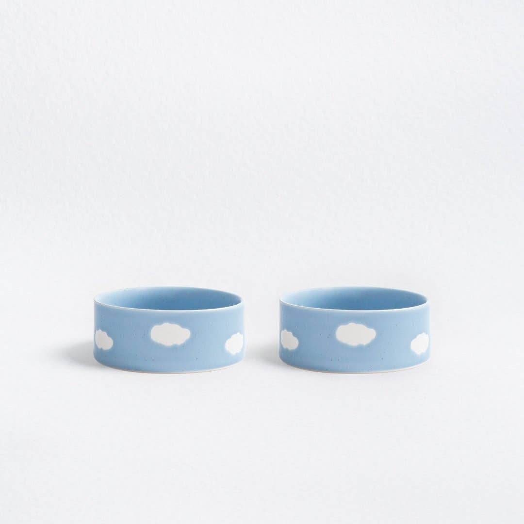 Cloud Handcrafted Stoneware Pet Bowl Set of 2 – Sky Blue