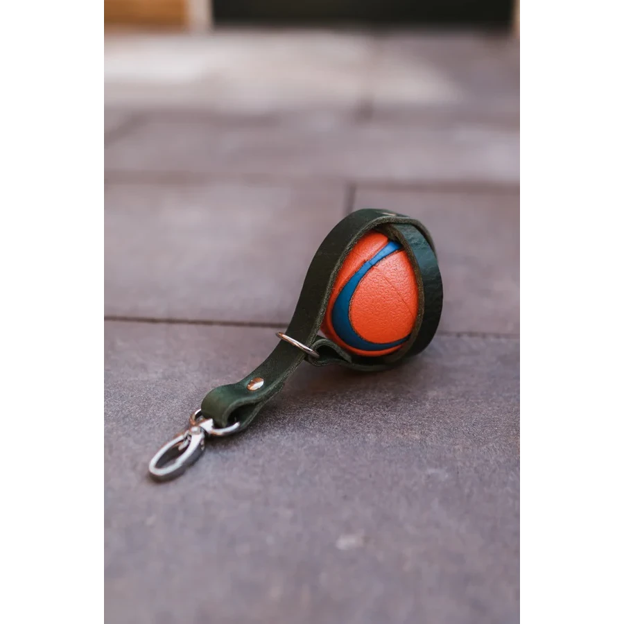 Premium Leather Hands-Free Tennis Ball Holder – Camel / Cognac