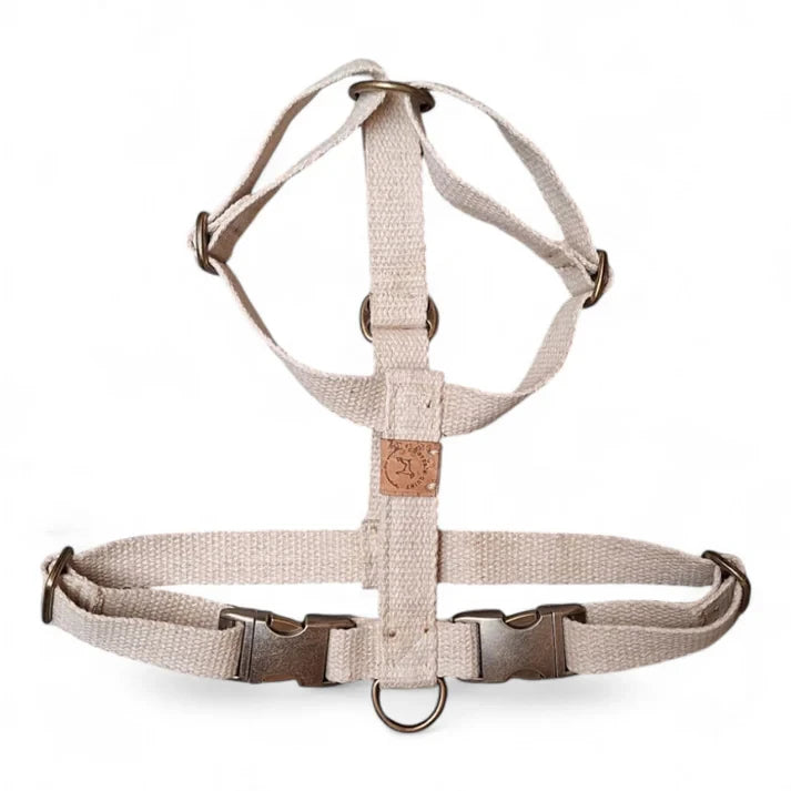 Simply Hemp Custom Dog Harness – Shell White | 100% Plastic-Free & Undyed
