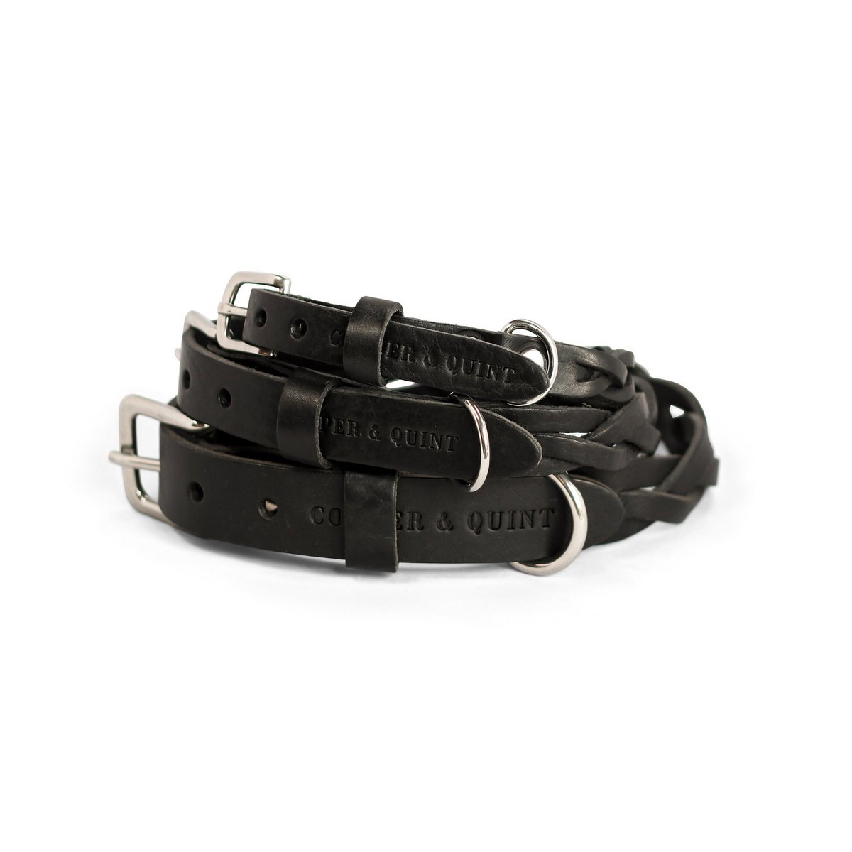 Twisted Braided Leather Dog Collar – Midnight Black | Handcrafted Italian Leather