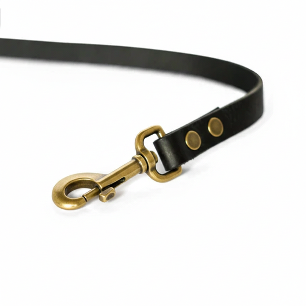 No Fuss Leather Dog Leash – Midnight Black | Minimalist Italian Leather