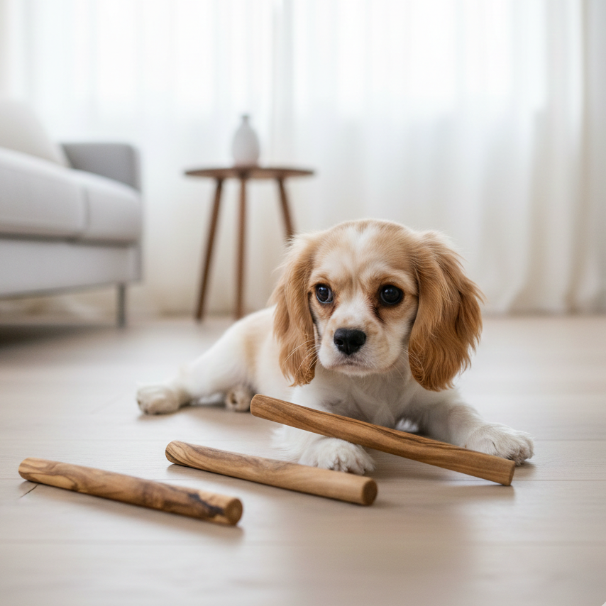 Natural Olive Wood Dental Chews for Small Dogs & Cats | Set of 3