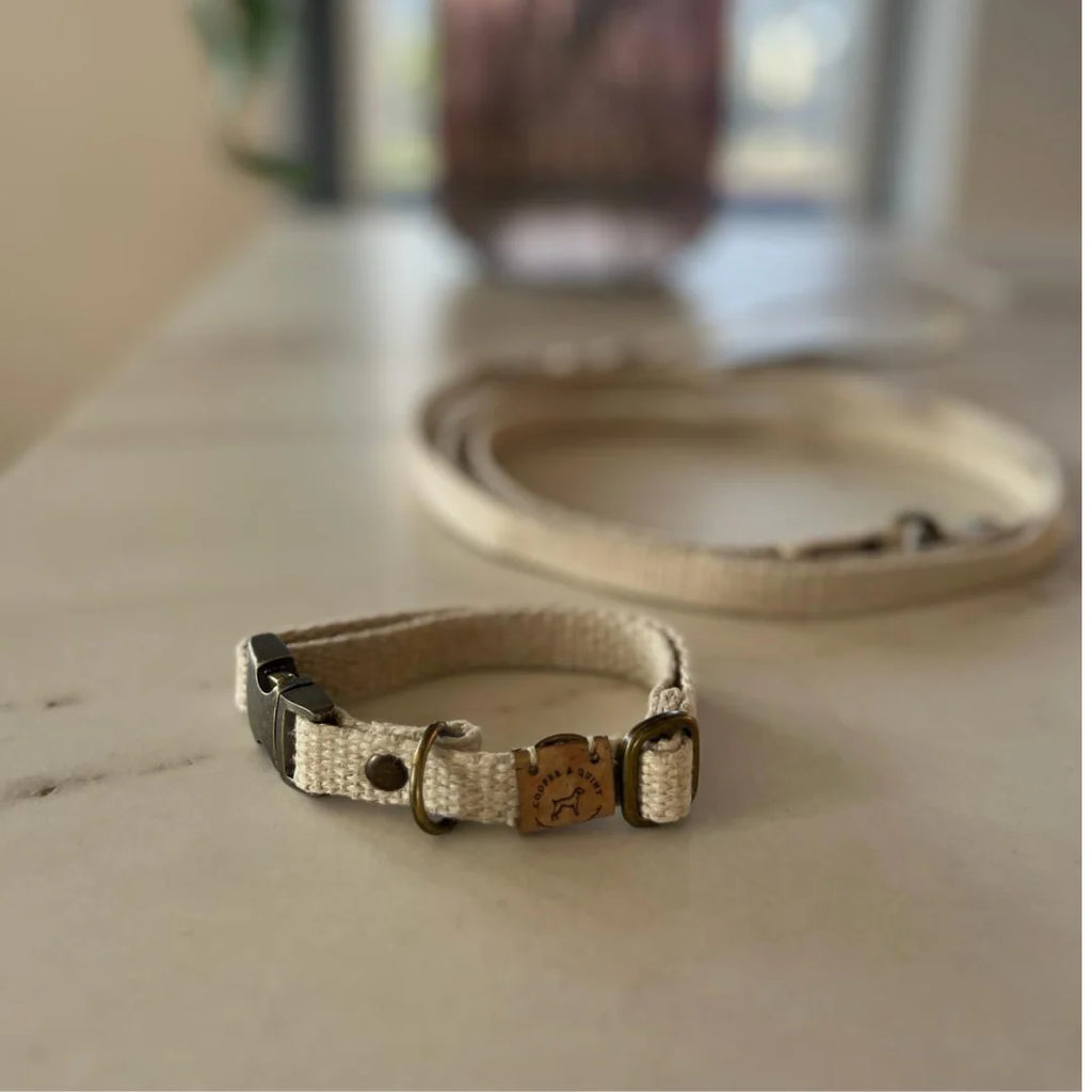 Simply Hemp Sustainable Dog Collar – Shell White | Undyed & 100% Plastic-Free