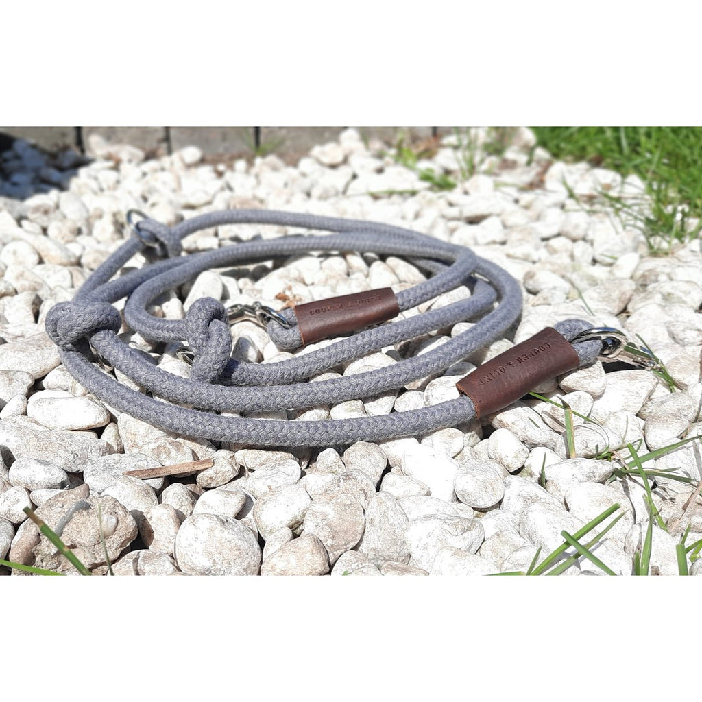 Just Cotton 3-in-1 Adjustable Rope Leash – Slate Gray | Organic & Hands-Free