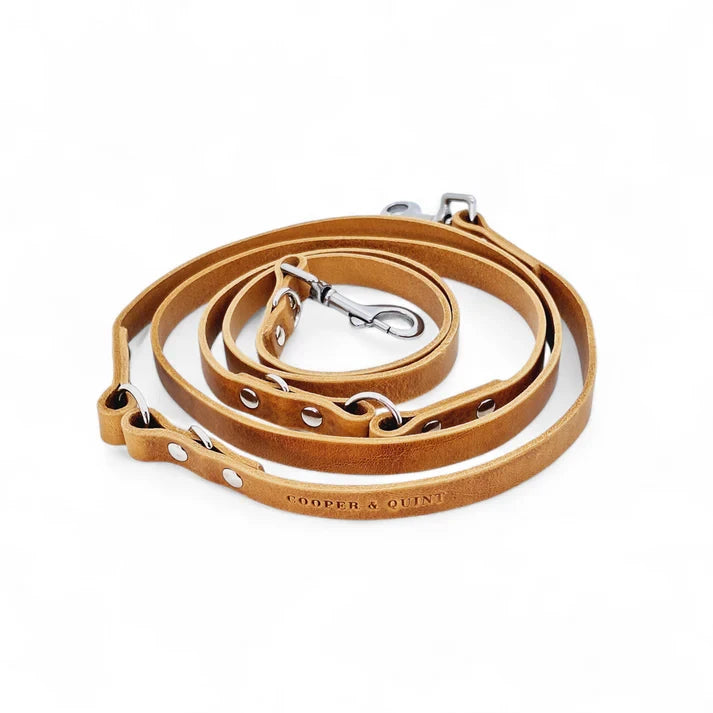 The Switch 3-in-1 Adjustable Leather Leash – Camel / Cognac