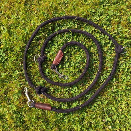 Just Cotton 3-in-1 Adjustable Rope Leash – Midnight Black | Organic & Soft-Grip