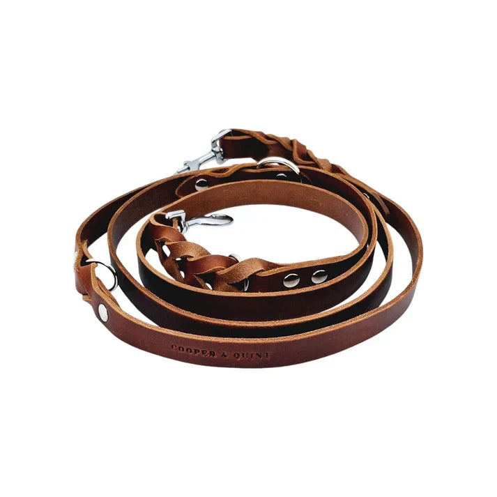 Twisted Switch 3-in-1 Braided Leather Leash – Heritage Brown | Adjustable & Hands-Free