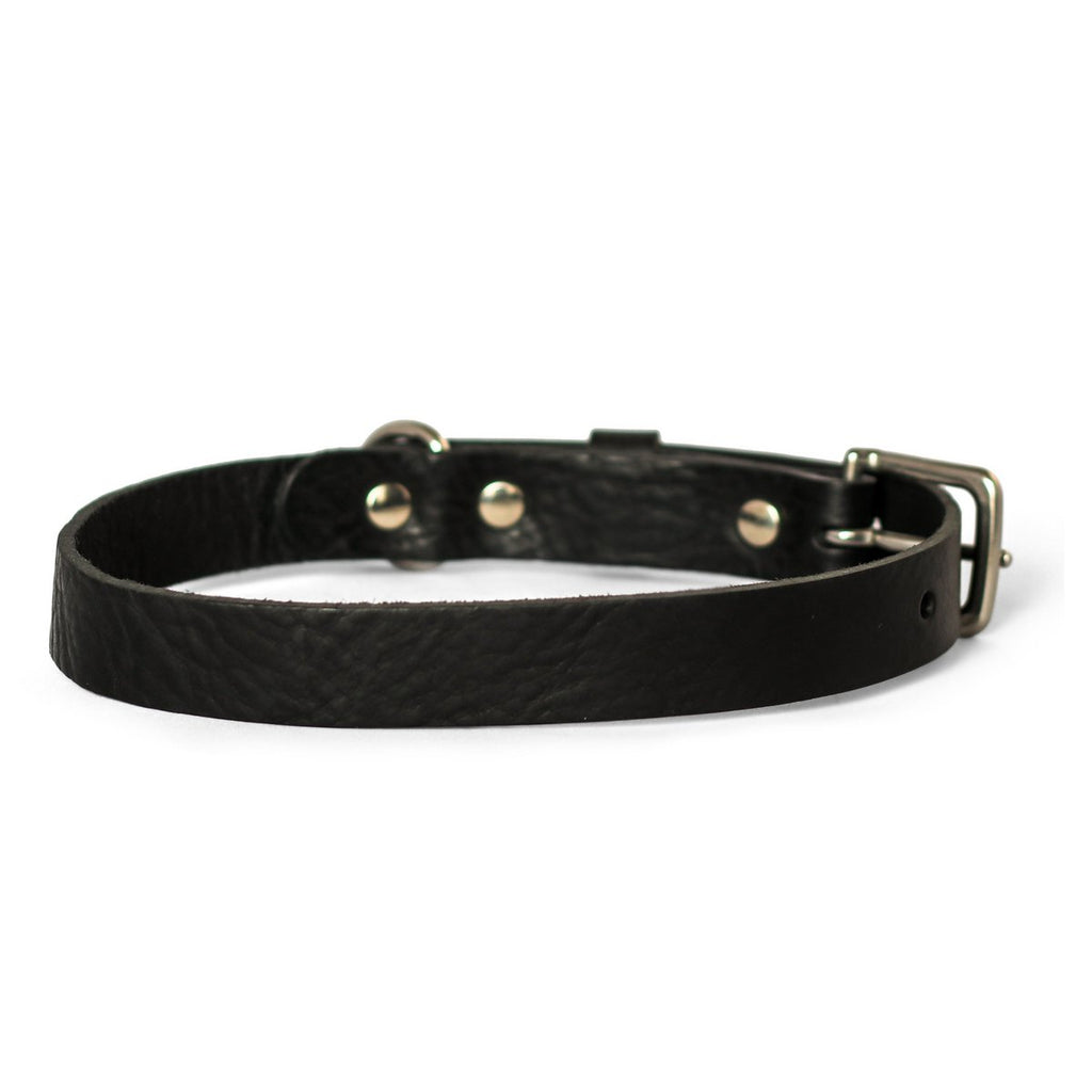 No Fuss Leather Dog Collar – Midnight Black | Minimalist Italian Leather