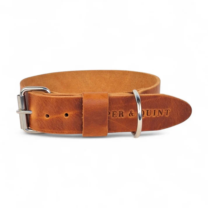 The Bold Wide Leather Collar – Camel / Cognac | Premium Italian Leather