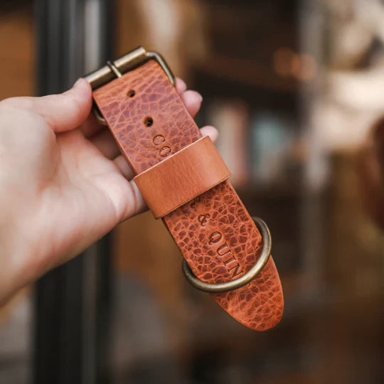 The Bold Wide Leather Collar – Camel / Cognac | Premium Italian Leather