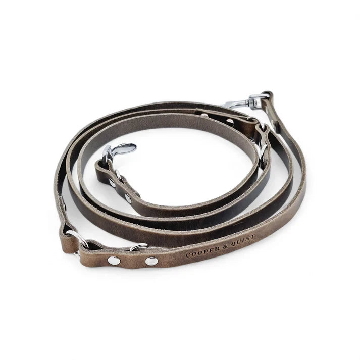 The Switch 3-in-1 Multi-Functional Leather Leash – Stone Grey / Clay
